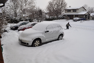 Snow piling up again on New Years Day